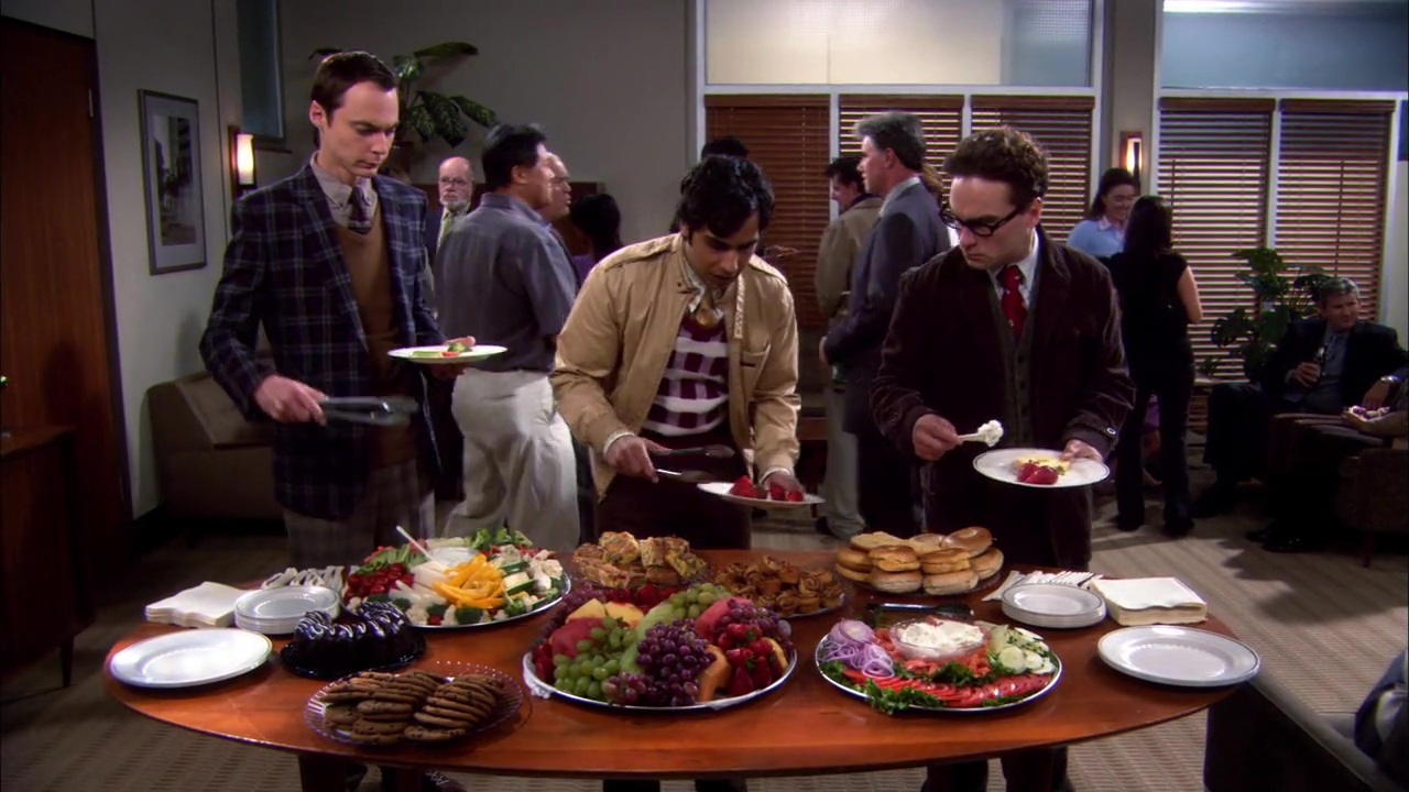 Raj: Look at this buffet. I love America. Leonard: You don