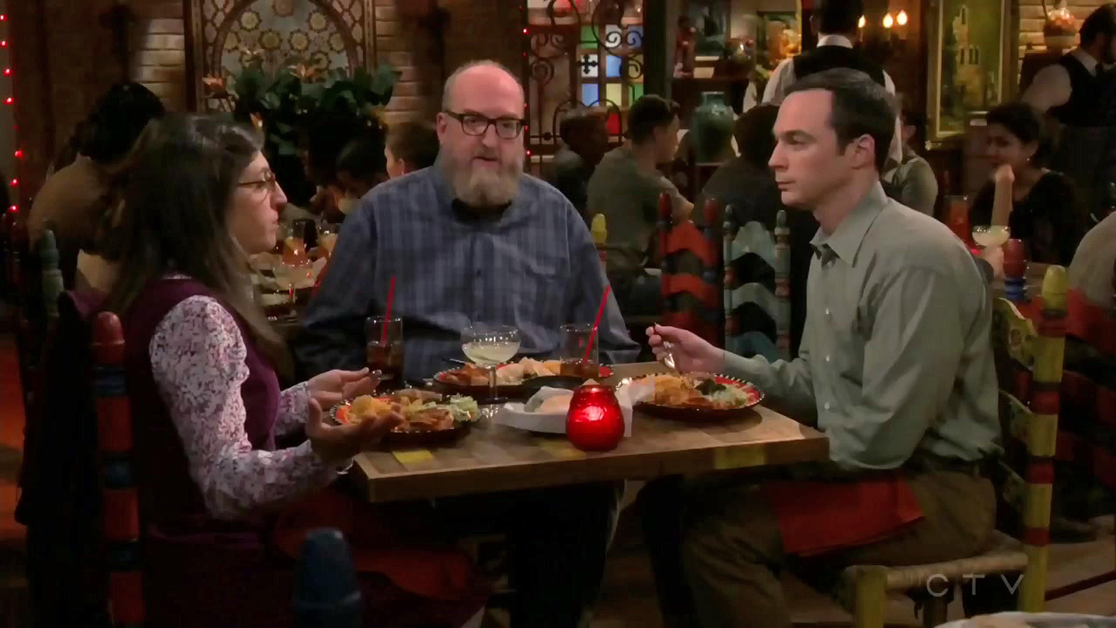 Amy: Our-our first date was at a coffee shop.  Sheldon: Although, unlike your date, she actually showed up. Oh, he looks sad again.